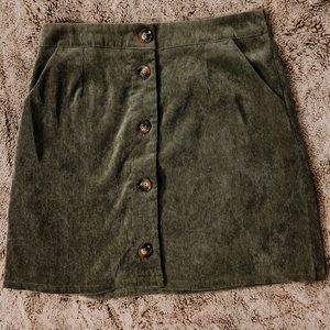 Olive Corduroy Skirt